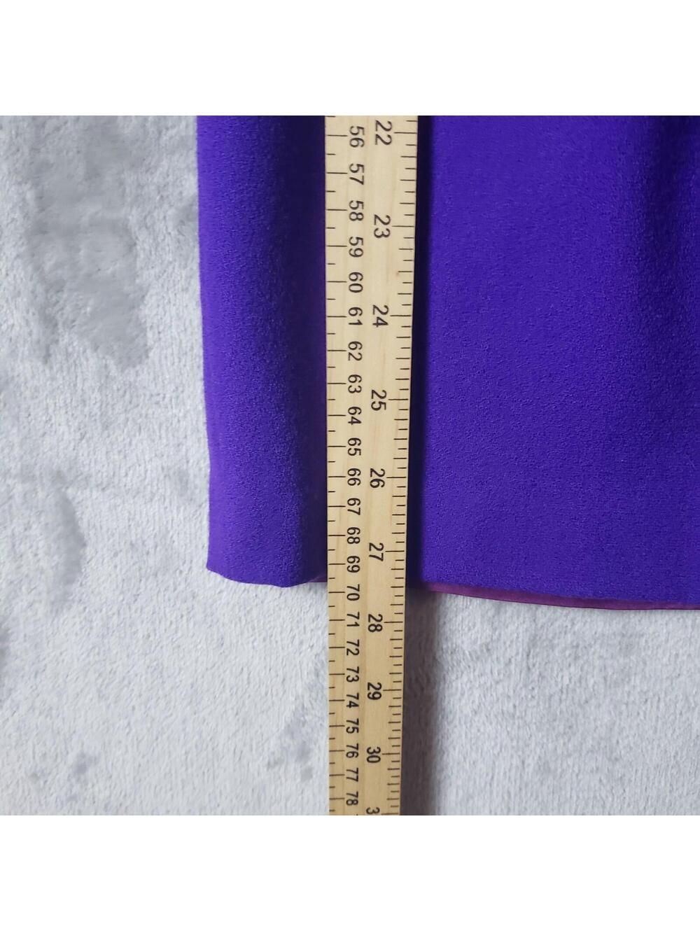 Sassco 100% Wool Blend Purple Pleated Midi Skirt Lined Button Size 12 - Picture 6 of 7